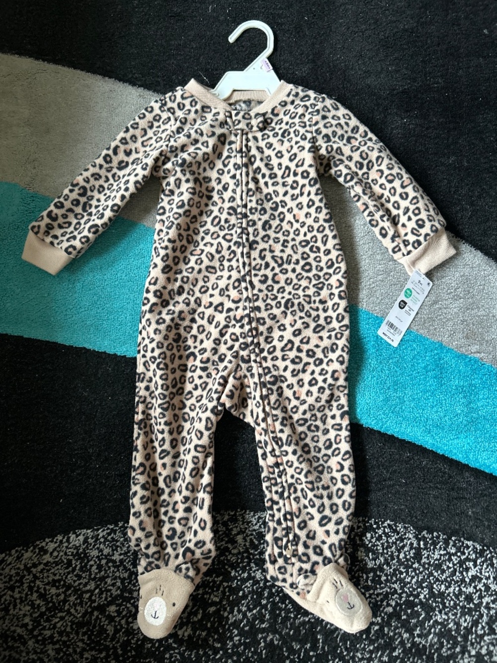 Leopard fleece baby pajamas